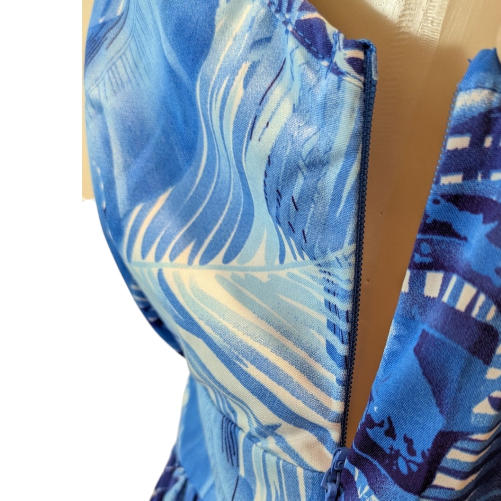 Hawaiianize Blue Tropical Print Cotton Maxi Dress Women's Large NWT - Picture 14 of 17